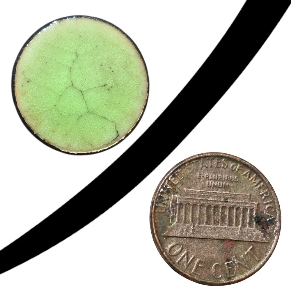 VTG‎ 1980s Lincoln Penny Jewelry Token Lime Green Crackle Enamel Golf Marker USA